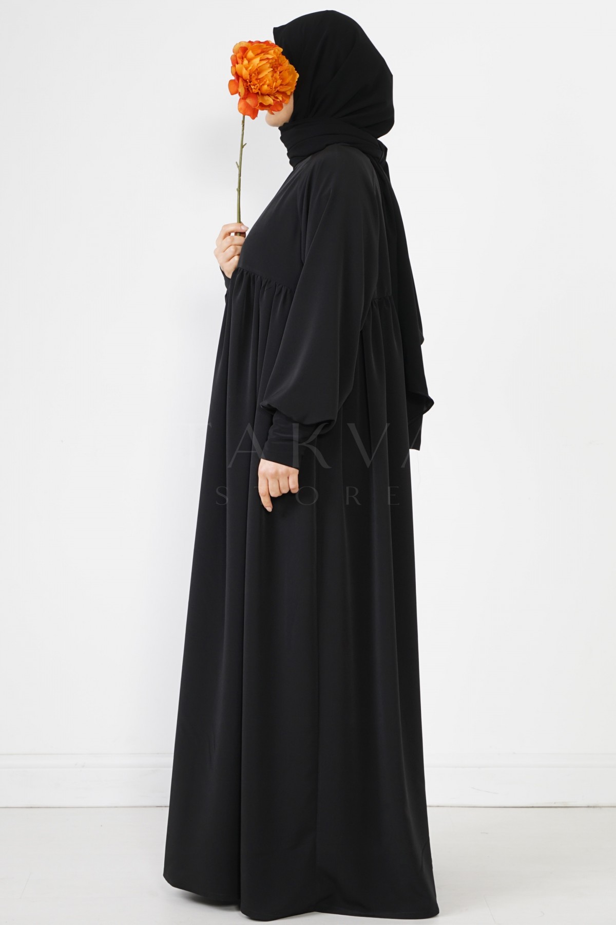 Robalı Elbise Ferace Siyah